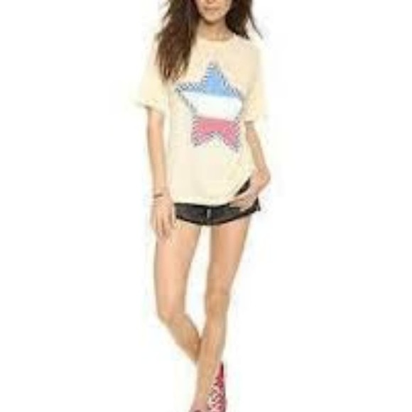 Wildfox Rope Star Perfect Soft Tee Shirt Yellow NWT Size Small - Picture 1 of 6
